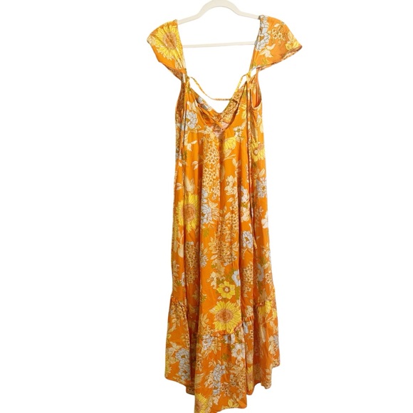 Urban Outfitters Orange Floral Midi Dress Open Back Criss Cross Size Small - Picture 6 of 8
